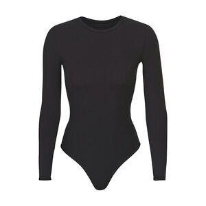 Skims Fits Everyone Black Long Sleeve Bodysuit- L